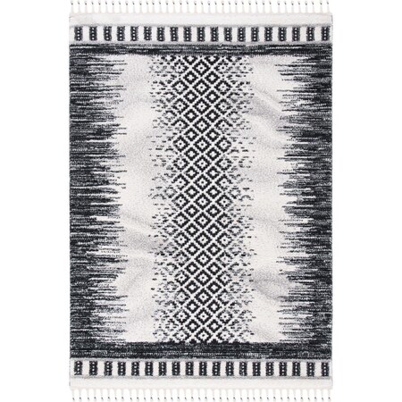 Safavieh 8 x 10 ft. Moroccan Tassel Shag Bohemian Rectangle Power Loomed Rug Ivory & Black MTS483A-8